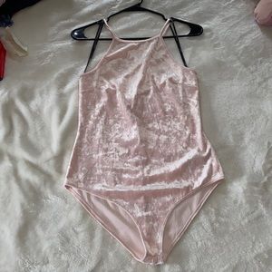 Velvet halter neck body suit